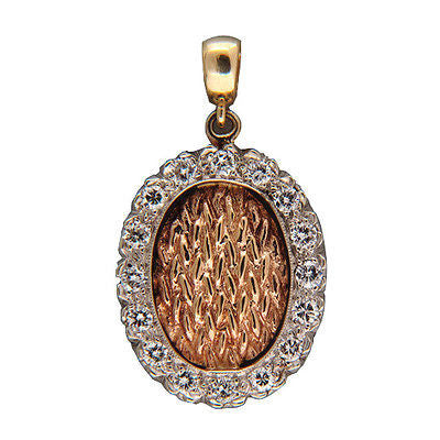 Vintage Oval 16 Full Cut Diamond .48ct 14k Textured White Gold Frame Pendant – image 3