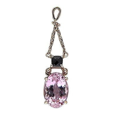 Art Deco 9.97ct Oval Kunzite Cushion Black Onyx 14k White Gold Hinged Pendant – image 2
