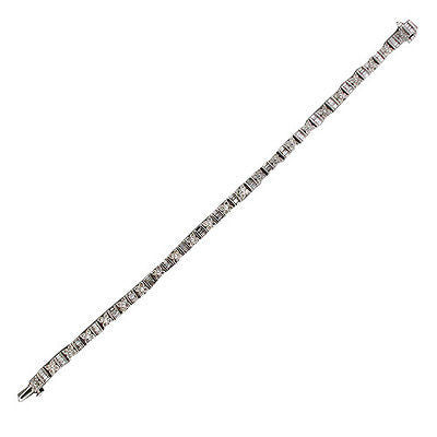 Vintage Round Baguette Diamond 18k Hinged Link Bracelet 3.32ct 7 Inches Long – image 5