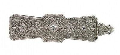 Vintage 1930 Edwardian Art Deco Platinum Top Filigree14k White Gold Pin Pendant