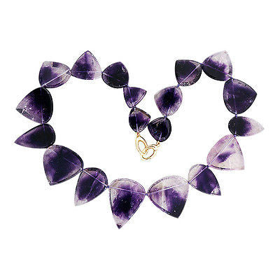 Vintage 375.00ct Pear Clear Quartz Purple Amethyst 19 Inch 14k Gold Necklace