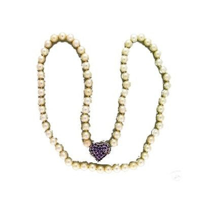 Estate Akoya Cultured Pearl And Amethyst 26 Inch Necklace White Gold Catch – image 3