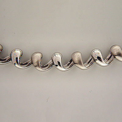 Vintage Designer Kurt Gutman Hinged Heavy 18k White Gold Swirl Link Necklace – image 2