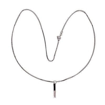 Vintage Solid 18k Gold Rectangular Bar 20 Diamond "Y" Necklace 18 Inch Box Chain