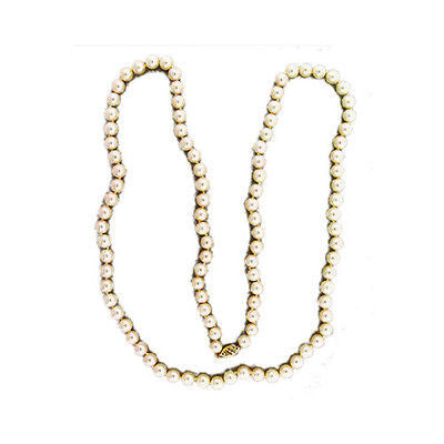Estate 30 Inch Strand 7mm 101 Japanese Akoya Cultured Pearl Necklace 14k Gold – image 2