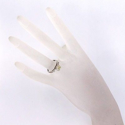 Vintage 1940 .93ct Natural Light Yellow Transitional Diamond Platinum Ring – image 2