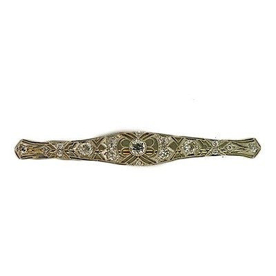 1920s Edwardian Art Deco 15 Diamond Solid Platinum Open Delicate Work Bar Pin