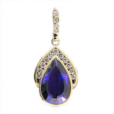 Vintage Purple 5.50ct Pear Amethyst 14k Gold .45CT Full Diamond Pendant Enhancer – image 8