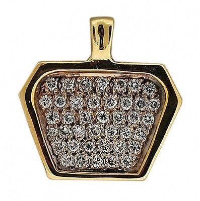 Vintage Diamond Shape 6 Sided 40 Pave Set Round Diamond 14k .80ct Gold Pendant