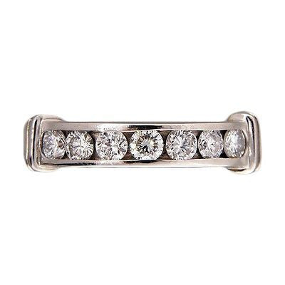 Vintage Wedding Band Ring .70ct 7 Diamond Ideal Cut Platinum Size 7 3/4