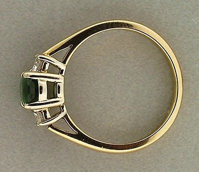 Estate Fine Vivid Green Tsavorite Garnet 1.07ct Full Cut Diamond .25ct Ring – image 3