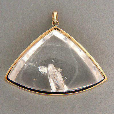Vintage Estate 75.00ct Twin Manifestor Quartz Crystal 18k Yellow Gold Pendant – image 4