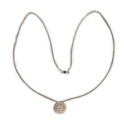 Domed 14k White Gold 26 Diamond Round Slide Pendant 18 Inch Snake Style Chain – image 4