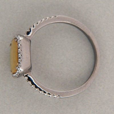 Vintage 1.83ct Cushion Brown Green Diamond 14k Blackened White Gold Halo Ring – image 4