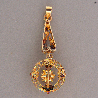 Vintage Estate Filigree 14k Yellow Gold .05ct 1920 Diamond Pendant – image 4