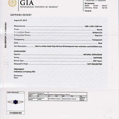 GIA Certified .65 Carat Sapphire Diamond Three-Stone Engagement Ring – image 8