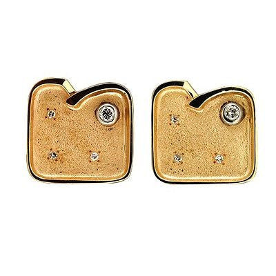 Estate Unique 1960s 14k Textured Yellow Gold Full/Single Cut Diamond Cufflinks – image 2
