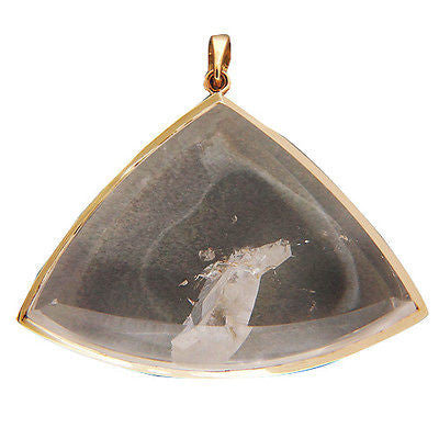 Vintage Estate 75.00ct Twin Manifestor Quartz Crystal 18k Yellow Gold Pendant – image 2