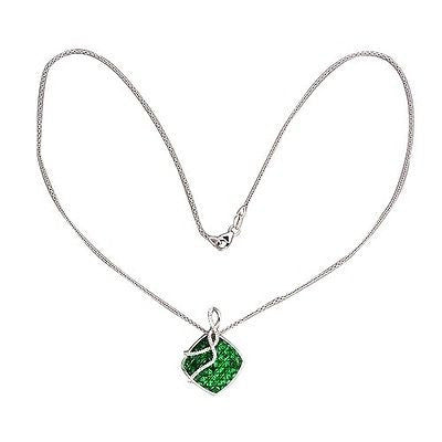Vintage Dilamani 18k White Gold 5.00ct Tsavorite Garnet .18ct Diamond Pendant