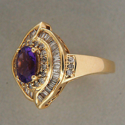 Vintage Style 1.25ct Oval Amethyst .50CT Baguette .30CT Round Diamond 14k Ring – image 6