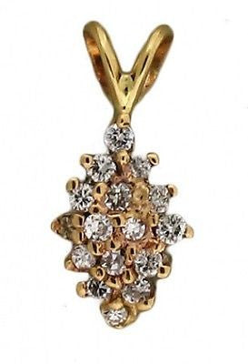 Estate 17 Round Full Cut Diamond 14k White Yellow Gold Domed Star Burst Pendant