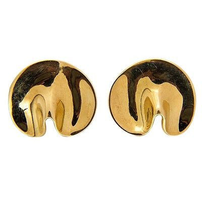 Tiffany & Co And Angela Cummings 18k Yellow Gold Free Form Artists Style Clip Post Earrings