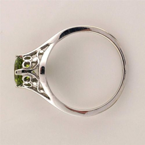 Filigree Art Deco 14k White Gold 1.05ct Peridot Vintage Ring – image 2