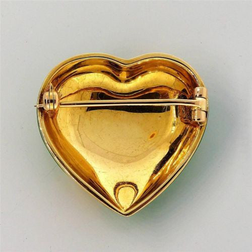 Tiffany + Co 18k Yellow Gold Green Yellow Enamel Heart Pin – image 10