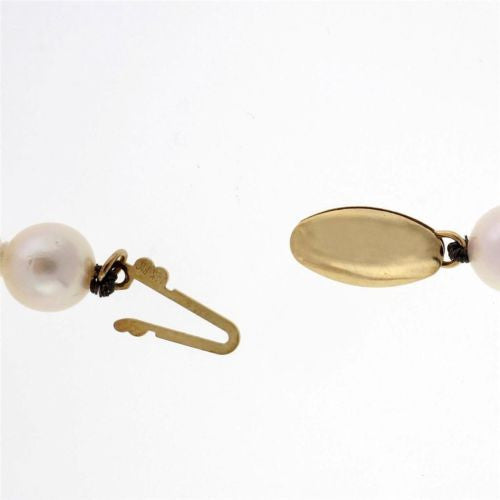 Vintage 1960 Pearl 14k Yellow Gold Diamond 6.25mm Necklace 1.00ct – image 10