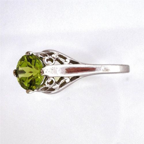 Filigree Art Deco 14k White Gold 1.05ct Peridot Vintage Ring – image 5