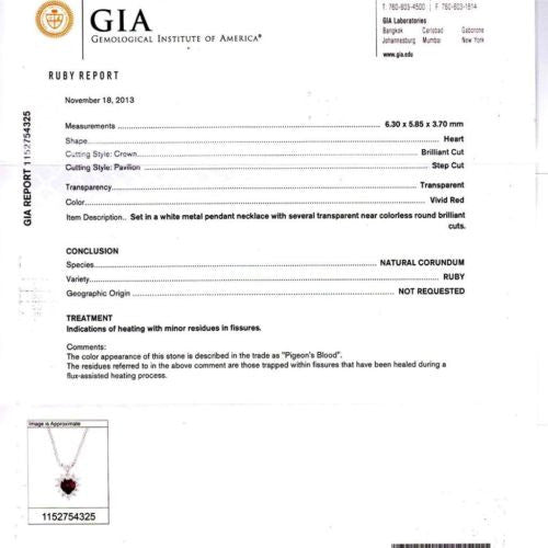 GIA .90 Carat Heart Shape Platinum Diamond Pendant Necklace – image 3