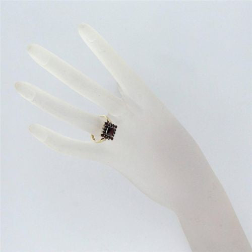 Art Deco Estate Square 14k Garnet Rose Cut Ring – image 4