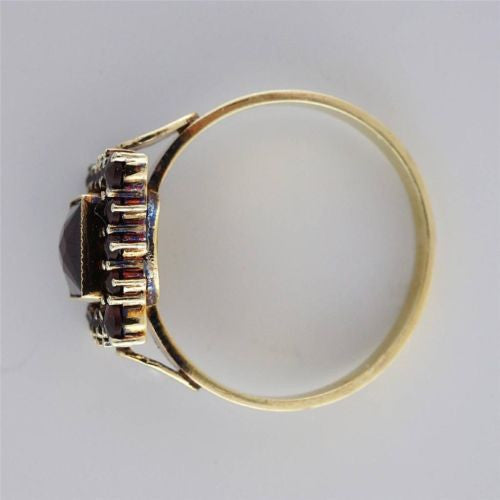 Art Deco Estate Square 14k Garnet Rose Cut Ring – image 2