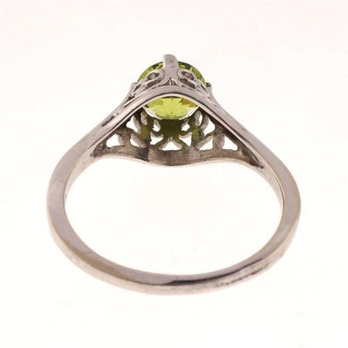 Filigree Art Deco 14k White Gold 1.05ct Peridot Vintage Ring – image 4