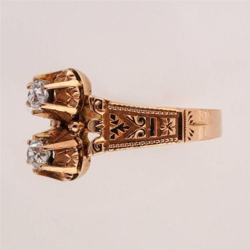 Vintage Victorian 14k Pink Gold Hand Engraved .33 ct Diamond Ring – image 7