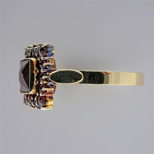 Art Deco Estate Square 14k Garnet Rose Cut Ring – image 5