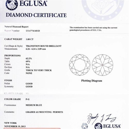 EGL Certified 1.00 Carat Diamond White Gold Swirl Pendant Necklace – image 3