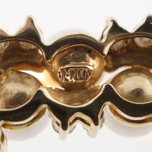 Vintage 1960 Pearl 14k Yellow Gold Diamond 6.25mm Necklace 1.00ct – image 12