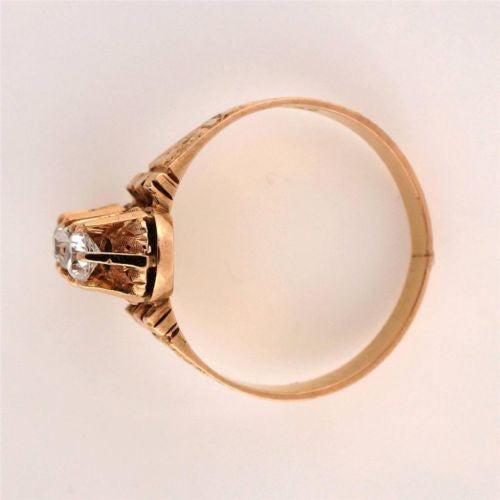 Vintage Victorian 14k Pink Gold Hand Engraved .33 ct Diamond Ring – image 3