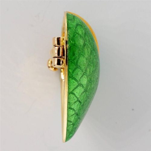 Tiffany + Co 18k Yellow Gold Green Yellow Enamel Heart Pin – image 8