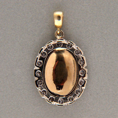 Vintage Oval 16 Full Cut Diamond .48ct 14k Textured White Gold Frame Pendant – image 2