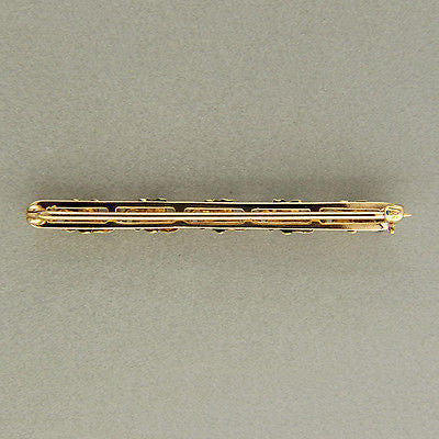 1900 Hand Textured Pink Green Gold Victorian Bar Pin .15CT Old Mine Diamond – image 2