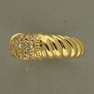 Vintage .33ct 18k Gold 8mm Shrimp Full White Sparkly Diamond Top Dome Ring – image 7