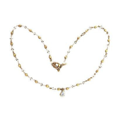Vintage Talisman 14k Gold Hammered Bead 15 1/2 In Pear Aqua Toggle Necklace – image 3