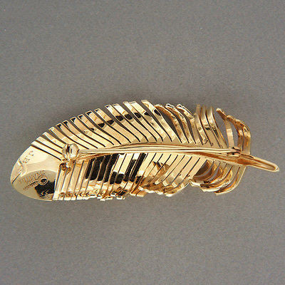 Vintage Designer Tiffany & Co Textured 14k Gold Feather Pin Set Germany Jbc – image 2