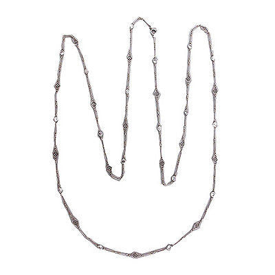 Vintage  36 In Chain Platinum Open Wire Link Tube Set Diamond 1.68ct Necklace