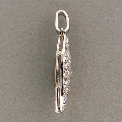 Vintage Estate 1900 Victorian Platinum .15ct Diamond Pendant Bead Set – image 4