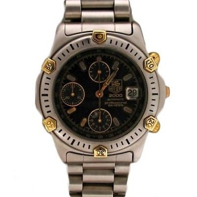 Estate Men's Tag Heuer Steel & 14k Watch 2000 Automatic Professional 200 Meter