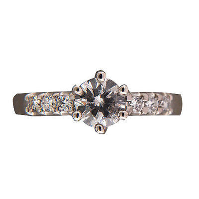Vintage Estate .58ct Natural Fancy Light Gray Full Cut Diamond Platinum Ring