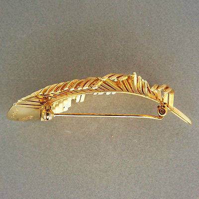 Vintage Designer Tiffany & Co Textured 14k Gold Feather Pin Set Germany Jbc – image 4